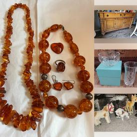 MaxSold Auction: This auction features Holiday Decor, Patio Furniture, Planters, Mixer, Small Kitchen Appliances, Polish Dinnerware, Glass Cabinet, Hen On Nests, Lamps, Rabbit Collection, Paintings, Books, Wood Bench, Electric Keyboard, Fragrances, Wood Bench, Wall Art, Jewelry Cabinet, Purses, Steiff Plush, Gift Wrap, Steins, Salt & Pepper, Dolls, Vases, Pottery, Roseville, Nesting Dolls, Amber and much much more!