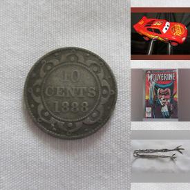 MaxSold Auction: This online auction features coins, banknotes, gold jewelry, Blackberry playbook, souvenir spoons, comics, vintage cork carving, antique sugar tongs, and more!!