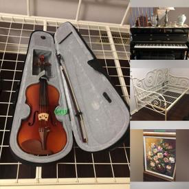 MaxSold Auction: This online auction features mirror table, chaise, vintage chairs, area rug, upright piano, home electronics, small kitchen appliances, dining table & chairs, Mac computer, daybed, violins, pet products, clothing, garden tools, office supplies, kids’ ATV, TV, and more!