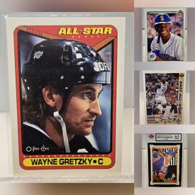 MaxSold Auction: This online auction features sports trading cards including hockey, basketball, football, baseball, and Pokémon cards.