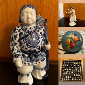 MaxSold Auction: This auction features Books, Tools, Baking Items, Kitchen Wares, Luggage, Thimbles, Crafts, Holiday Decor, Camping Gear, Glassware, Boombox, Kitchen Appliances, Linens, Cleaners , Wall Decor, Fishing Gear, Pottery, Xbox, Figurines, Bedroom Set, Clothing, Lamps   and much much more!