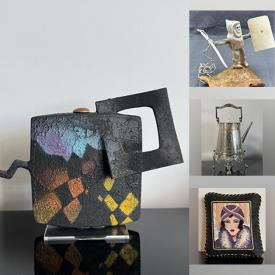 MaxSold Auction: This auction features Art Glass, Tea Cups, MCM Figurines, Signed Pottery, Paperweights, Perfume, Leather Jackets, VHS Tapes, Dining Set, Bottle Stoppers, Dishes, Inuit Carvings, Framed Prints, Wool Rugs, Trinket Boxes, Lamps, Books, Ladies Clothing, LPs, Elephant Collection, Linens, Mirrors, Flatware, Kitchenware  and much much more!