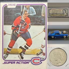 MaxSold Auction: This online auction features coins, banknotes, sports trading cards, collector plates, teacup/saucer sets, collector die-cast vehicles, Magic: The Gathering cards, Pokemon cards, storage tubs, and more!