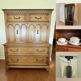 MaxSold Auction: This online auction features barware, curio cabinets, crystal decanter, Goldie Spieler originals, sleeper sofa, small kitchen appliances, glass-top table, costume jewelry, watches, figural lamps, men’s & women’s clothing & shoes, Evesham, handbags, and more!