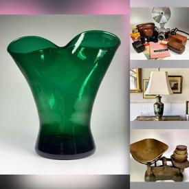 MaxSold Auction: This online auction features vintage pewter measures, antique domed trunk, vintage camera gear, home electronics, vintage wicker furniture, game, vintage Tender Leaf figurines, fishing gear, decanter set, cookie jar, Disney collectibles, oil lamp, antique spitton, Depression glass, art pottery, toys, sports collectibles, dog figurines, mini Toby jugs, vintage stained glass lamp, art glass, and more!