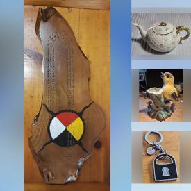 MaxSold Auction: This online auction features gold & costume jewelry, milk glass, collector plates, Belleek, perfume bottle, small kitchen appliances, Pokémon collectibles, art glass, decorative plates, art tiles, Bunnykins, vinyl records, cloissone, Precious Moments, horse brasses, art supplies, Swarovski jewelry, decorative teapots, DVDs, souvenir spoons, golf clubs, toys, kids books, costumes, wooden trains, and much, much, more!!!