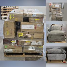 MaxSold Auction: This Commercial Liquidation Online Auction features boxed items such as dresser, doghouse, coat rack, sideboard, glass table top, electric fireplace, vanity, leather sofa, and pallets of furniture, and more! n