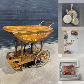 MaxSold Auction: This online auction features women’s clothing, vintage Pyrex, small kitchen appliances, gold, silver & costume jewelry, pet products, hand tools, coins, countertop stools, sports trading cards, dog figurines, Dept 56 village, microscopes, mantel clocks, vintage wind-up toys, MCM chandelier, vinyl records, sports apparel & collectibles, vintage advertising tins, vintage bottles, vintage books, men’s ties & belts, character mugs, art pottery, perfume bottles, uranium glass, collector plates, Belleck, CDs, children’s books, mini-fridge, Fenton glass, and much more!