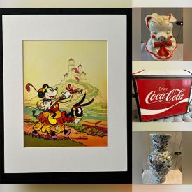 MaxSold Auction: This online auction features Coca-Cola collectibles, Disney collectibles, vintage crystal decanters, Inuit art, vinyl records, art glass, sterling, gold & costume jewellery, stamps, watches, vintage sports pennants, vintage swizzle stick collection, cookie jars, vintage movie posters, comics, and more!