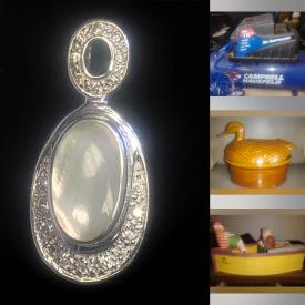 MaxSold Auction: This online auction features antique duck decoys, silver & gemstone jewelry, cranberry glass, air compressor, antique blue & white pieces, small kitchen appliances, vintage kitchen tools, golf clubs, stein, Folk Art carvings,  art pottery, Fiestaware, art glass, Portmeirion, and more!n