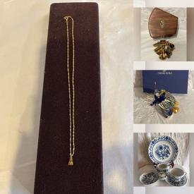 MaxSold Auction: This online auction features collector plates, decorative plates, Swarovski figurine, Blue Willow, gold jewelry, vintage decanter sets, teacup/saucer sets, art glass, bar mirror, Limoges, stein, vintage nautical equipment, wooden wall masks, trinket boxes, and much more!