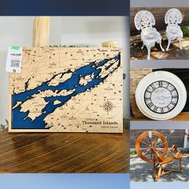 MaxSold Auction: This online auction features Tom Thomson print, layered wooden maps, vintage wooden chairs, vintage prams, spinning wheel, art glass, toys, quilt, wall plaques, mini-shoes, jewelry armoire, jewelry making supplies, craft supplies, game, area rug, electric fireplace, chiminea, generators, and more!