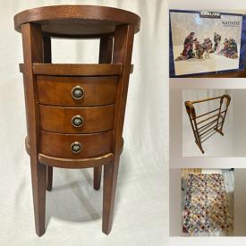 MaxSold Auction: This online auction features vintage cherub lamps, fairy lamp, fitness gear, silver & costume jewellery, copper vases, Blue Mountain pottery, teacup/saucer set, beauty appliance, art glass, pet products, gurgle jug, women’s clothing, men’s footwear, adult costumes, planters, area rug, party supplies, NIB vanity light, and more!