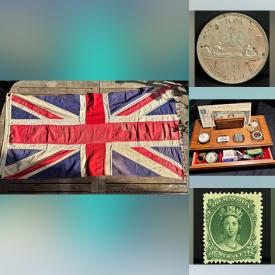MaxSold Auction: This online auction features antique farm tools, antique door hardware,  vintage insulators, vintage advertising tins, wooden wall masks, cornflower glassware, vintage magazines & books, coins, banknotes, vinyl records, Pokemon cards, sports trading cards, costume jewelry, stamps, and more!