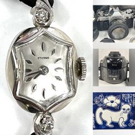 MaxSold Auction: This online auction features sterling, gold & costume jewelry, watches, coins, vintage marbles, camera & accessories, art pottery, artisanal baskets, carnival glass, Kanika Sircar tiles, guitar amp, small kitchen appliances, R C Gorman artwork, vinyl records, printer, hand tools, and more!