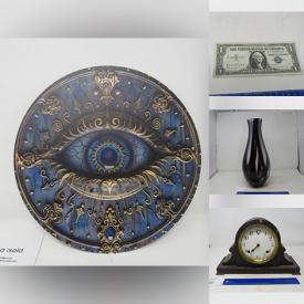 MaxSold Auction: This online auction features cast iron bank, antique metal safe, art glass, brass collectibles, souvenir spoons, costume jewelry, steins, pop-up shades, vintage buttons, jewelry-making supplies, pet products, antique crocks, vintage books, teacup/saucer sets, mantel clock, garden pots, slot car track, sports collectibles, DVDs, golf balls, vintage postcards, sports trading cards, area rug, banknotes, and more!