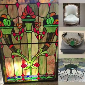MaxSold Auction: This online auction features silver & costume jewelry, watches, vintage ceramic figurines, power & hand tools, antique mantel clock, MCM sunburst clock, quilt, men’s clothing, area rug, upright freezer, TV, bar stool, stained glass panel, stamps, art glass, antique inkwell, brass collectibles, CDs, DVDs, small kitchen appliances, fabric, office supplies, golf clubs, snowshoes, patio furniture, pet products, storage bins, and more!