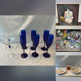 MaxSold Auction: This online auction features art glass, ceramic month tiles, art pottery, novelty teapot, milk glass, vintage bottles, cookie jars, stein, kaleidoscopes, character mug, Coca-Cola pins, nutcrackers, Santas, rock tumbler, vintage books, vintage toys, wall masks, costume jewelry, vinyl records, sports trading cards, art & craft supplies, horse brass, sewing machine, antique tools, mirrors, framed artwork, trundle bed, mannequins, and more!