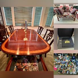 MaxSold Auction: This online auction features small kitchen appliances, Disney collectibles, DVDs, Blu-rays, CDs, stereo system, sectional sofa, papyrus artwork, dining table & chairs, TVs, leather club chair, computer desk, bed linens, religious statues, fitness gear, boxed Barbies, executive desk & chair, patio furniture, exercise equipment, and more!