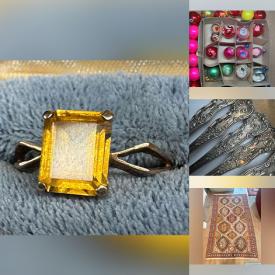 MaxSold Auction: This auction features Sterling Flatware, Rhinestone Jewelry, Vases, Tea Cups, Art Deco Lamp, Bookends, Silver Jewelry, Hand Knotted Rug, Vintage Christmas Ornaments, Uranium Vase, Wind Up Bear, Stamps and much much more!