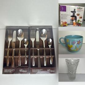 MaxSold Auction: This auction features Kitchen Utensils, Bakeware, Mugs, Flatware,  Dinnerware, Cake Decorating, Pots and Pans, Barware, Incense, Candleholders, Craft Supplies, Blender, Kettles, Baking Pans, Books, Puzzles, Figurines, Jellyfish Suncatchers, Juicer and much much more!