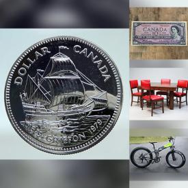 MaxSold Auction: This online auction features coins, banknotes, watches, collector plates, home electronics, gold & costume jewelry, stained glass panel, craft supplies, Carnival glass, art glass, miniature tea sets, perfume bottles, teacup/saucer sets, wood carvings, cloisonne, antique Lustreware, vintage brass collectibles, small kitchen appliances, Swarovski pen, Art Deco furniture,  cast iron teapot, folding electric bike, and more!