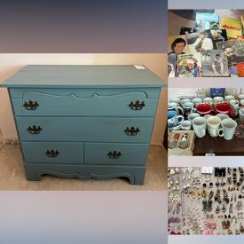 MaxSold Auction: This online auction features wicker furniture, vintage wrought iron vanity, CDs, glass top tables, stereo system, modular curio cabinets, Blue Mountain pottery, teacup/saucer sets, decorative plates, vinyl records, beauty appliances, collector plates, plant pots, mirrors, costume jewelry, sewing supplies & more!