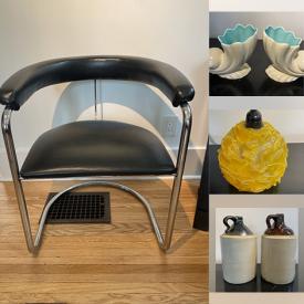 MaxSold Auction: This online auction features teak furniture, antique washstand, perfume bottles, art pottery, vintage Pyrex, decanter set, crocks, vintage maps, skis, Blue Mountain pottery, antique masher collection, area rugs, vintage posters with hangers, and more!