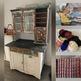 MaxSold Auction: This online auction features antique cupboard, antique cast iron toy, antique books, Kelvin Smith paintings, Cokin professional filter system & chromofilters, portable massage chair, Hoselton sculptures, art glass, Royal Doulton figurine, character mug, soapstone carvings, S&P shakers, costume jewelry, cookie jars, McCoy pottery, Poole pottery, vintage Rumtopf jar, camera lenses, area rugs, Precious Moments, antique grate covers, and more!