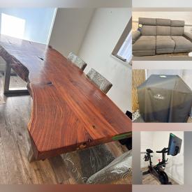 MaxSold Auction: This online auction features live-edge dining table, party supplies, small kitchen appliances, art pottery, exercise equipment, area rugs, upright piano, TVs, pet products, dehumidifier, DVDs, craft supplies, yarn, leather furniture, costume jewelry, curtains, women’s clothing & footware, platform bed, patio furniture, live plants, garden art, electric bike, power & hand tools, and more!