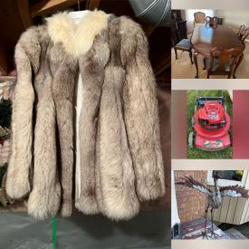 MaxSold Auction: This online auction features accent chairs, dining table & chairs, art glass, Depression glass, metal wall art, mirrored cabinet, settee, planters, sleigh bed, area rugs, 4-poster bed, pendant light, bistro set, glass/metal table, Avon collectibles, perfume bottles, garden tools, lawn mower, pressure washer, garden art, BBQ grill, teacup/saucer sets, exercise equipment, and more!