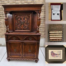 MaxSold Auction: This online auction features antique dining tables & chairs, lawnmower, Benjamin Chee Chee prints, Tom Thomson prints, Mahjong sets, silver & gold jewelry, banknotes, RC helicopters, antique oil lamp, vintage fishing gear, power tools, TV, canoe, desk & chair, cedar chest, and more!