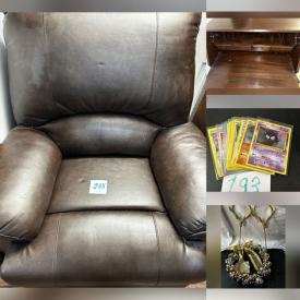 MaxSold Auction: This online auction features area rug, kitchen gadgets, movie posters, outerwear, men’s & women’s clothing & footwear, NIP youth neck gaiters, DVDs, new Royal Doulton dishware, toys, planters, party supplies, chandelier, LED spotlights, costume jewelry, Pokémon cards, metal number plaques, Egyptian wall art, binoculars, games, whimsical ornaments, capiz-style ornaments, angel ornaments, craft supplies, dollhouses, massage chair, patio furniture, floor vases, desk, Buddha statues, and more!