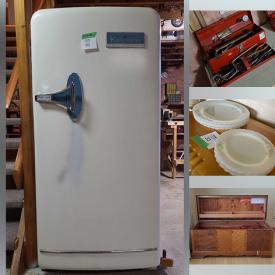 MaxSold Auction: This online auction features cedar chest, lift recliner, sewing machine, Sentry safe, bedroom furniture, small kitchen appliances, milk glass, curio cabinet, stereo system, vintage books, antique trunk, power & hand tools, hardware, storage totes, vintage oil lamp, vintage refrigerator, computer desk, and more!