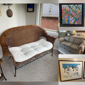 MaxSold Auction: This online auction features Peggy Jackson painting, Kathryn Smith prints, wood sculptures, leather furniture, area rug, brass lamps, settee, air purifier, mirrors, garden tools, hardware, wicker furniture, small kitchen appliances, art pottery, soapstone carving, Bruce Hall glass art, garden art, DVDs, and more!!!