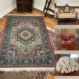 MaxSold Auction: This online auction features area rugs, vintage settee, curio cabinet, decorative plates, plant pots, Evesham, novelty teapots, small kitchen appliances, counter stools, art glass, Royal Doulton figurines, perfume bottle, cameras, concrete planters, sofa bed, TV, and more!
