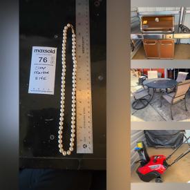 MaxSold Auction: This online auction features BBQ grill, snow blower, wicker & reed baskets, patio furniture, garden tools, desks, printers, TV, exercise equipment, rug runner,  beauty appliances, plant pots, refrigerator, costume jewelry, pearl necklaces, and more!