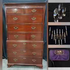 MaxSold Auction: This online auction features art supplies, office supplies, character jug, pet products, printer, sewing notions, baby clothes, power tools, puzzles, Sentry safe, Royal Doulton figurines, Longaberger basket, Waterford classes, decorative teapots, yarn, art glass, vintage bottles, nesting hens, collector plates, marbles, planters, storage containers, small kitchen appliances, computer monitors, lingerie chest, and more!