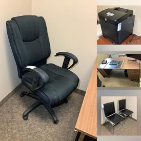 MaxSold Auction: This online auction features office desks & chairs, stackable chairs, office cabinet, barware, printer, shelf, and more!