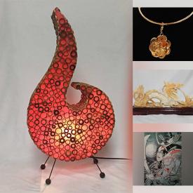 MaxSold Auction: This online auction features antique Japanese woodblocks, vintage original oil paintings, wood carving, art glass, art pottery, mirrors, vintage folk art, watches, silver & costume jewelry, outerwear, turntables, collector plates, uranium glass, stein, antique Limoges, vintage jade statue, designer handbags, coins, and more!