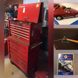 MaxSold Auction: This online auction features carded Hot Wheels, Pokémon collectibles, Nascar collectibles, antique bottles, oil lamps, bank collection, toys, vinyl records, stereo system, nutcrackers, comics, Legos, sports trading cards, sports collectibles, lighter collection, vintage slot cars, Mr Peanut collectibles, storage bins, stained glass panels, tools, & supplies, steins, brass collectibles, wood wall masks, collector plates, Carnival glass, milk glass, pet products, small kitchen appliances, Swarovski figurines, cameras, office supplies, Hess trucks, Breweriana, collector spoons, patio furniture, power & hand tools, car parts, garden tools, air compressor, snow thrower, rolling toolchests, garden art, and much, much, more!!!