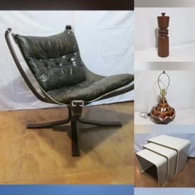 MaxSold Auction: This online auction features Vatne Mobler sling chair, silver jewelry, small kitchen appliances, coins, MCM lighting, teak furniture, vintage books, outerwear, vintage Mart Stam-style chairs, women’s clothing, matchbook cover collection, pet products, guitar, decanter, and more!