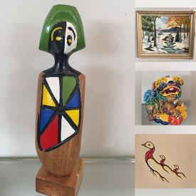 MaxSold Auction: This online auction features vintage paper casting, Trisha Romance print, vintage crochet blankets, Indigenous artwork, soapstone carvings, art glass, teacup/saucer sets, Paul Pinola paintings, vintage Dala horses, Koji pottery, art pottery, watches, vinyl records, wood carvings, decanter set, coins, vintage Keirstead painting, vintage buttons, vintage Noritake, Blue Mountain pottery, and more!