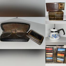 MaxSold Auction: This online auction features religious collectibles, costume jewelry, elephant figures, vintage trunk, vintage glass door knob, Disney collectibles, Jeanette glass, Star Trek collectibles, rubber duck collection, women’s clothing, comics, Star Wars collectibles, and more!