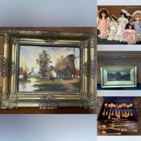 MaxSold Auction: This online auction features framed artwork under glass, framed collector plates, porcelain dolls, antique pram, costume jewelry, Depression glass, and more!
