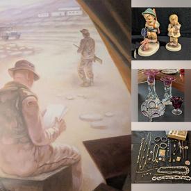 MaxSold Auction: This online auction features Hummel collectibles, Thomas Kinkade house, Lenox Christmas plates, Disney figures, Fenton glass, perfume bottles, Carnival glass, papyrus prints, costume jewelry, watches, and more!