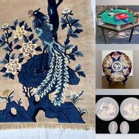 MaxSold Auction: This online auction features Chinese lacquer screen, area rugs, Roseville pottery, wicker furniture, Japanese ink drawings, Jasperware, dragon planters, Limoges, Anne Silber serigraphs, live plants, planters, garden tools, bar cart, perfume bottles, dragon mirror, art glass, kitchen cart, decorative plates, rolltop desk, MCM furniture, garden art, sleeper sofa, gold & silver jewelry, hand tools, and more!