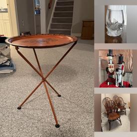 MaxSold Auction: This auction features Wall Art, Pottery, Kitchen Utensils, Flatware, Dining Set, Crystal Stemware, Stained Glass, Jewelry, Upholstered Seating, Vases, Figurines, Candleholders,  Planters, Cleaning Supplies, Hats, Office Supplies, Lamps, Books, Christmas Decor,  Holiday Decorations, Stereo Equipment, Storage Bins, Outboard Motor, Wagon and much much more!