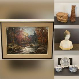 MaxSold Auction: This auction features Alabaster Statue, Bronze Statues, Vases, Coins, Art Glass,  Wall Art, Danish Teak Kitchenware, Planters , Baskets, Stone Carvings, Pottery, Reverse Painted Glass Bottles and much much more!