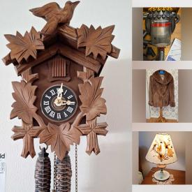 MaxSold Auction: This online auction features heated apparel, outerwear, uranium glass, office supplies, office desk & chair, sewing machine, men’s  & women’s clothing, cuckoo clocks, quilts, teacup/saucer sets, small kitchen appliances, costume jewelry, decorative plates, floor vase, oil lamp, ginger jars, souvenir spoons, Lladro figurines, Royal Doulton figurines, Hummels, Toby jugs, porcelain flowers, vintage Barbies & accessories, vinyl records, area rugs, desk, cedar chest, TV, pressure washer, chest freezer, power & hand tools, patio furniture, chainsaw, and more!n